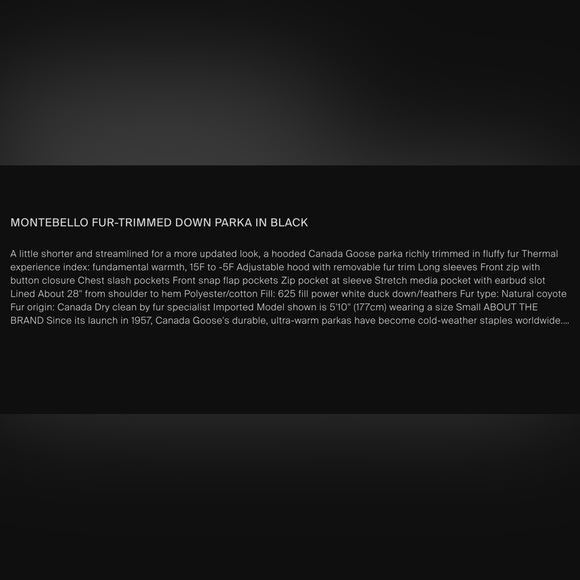 MONTEBELLO FUR TRIMMED CANADA GOOSE $1295 PARKA NWT - Picture 4 of 4